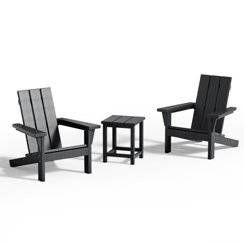 All-Weather HDPE Adirondack Chair Set, Matte Black