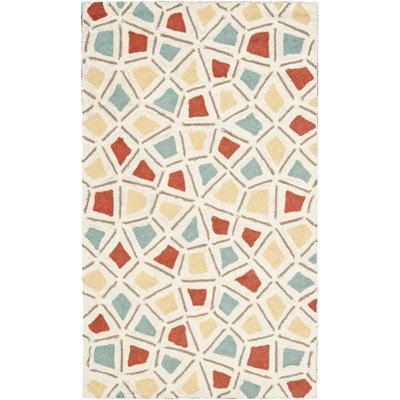 Spring Wheel Martha Stewart Hand Hooked Cotton Pile Geometric Rug