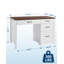 Bureau de direction Farmhouse avec classeur, plateau en bois blanc, tiroirs de rangement, bureau à domicile compact-133426350