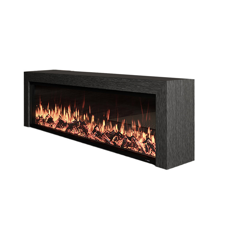 French minimalist simulated fire electric fireplace