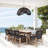 Lucian Outdoor Rattan Pendant Light - 28" Black Large Sculptural 1-Light Polished Handwoven Adjustable Light Fixture For Covered Patio, Porch in Modern, Traditional & Coastal Style-389785424-389785429