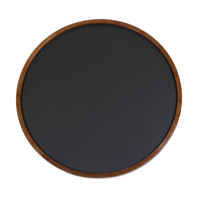 Round Magnetic Wall Chalkboard With Rustic Brown Frame
