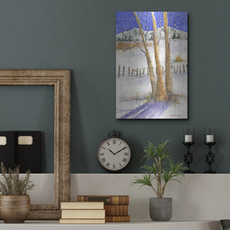 Art mural en métal «Birch With Cardinal» par Annelein Beukenkamp, H 16 po x l 12 po