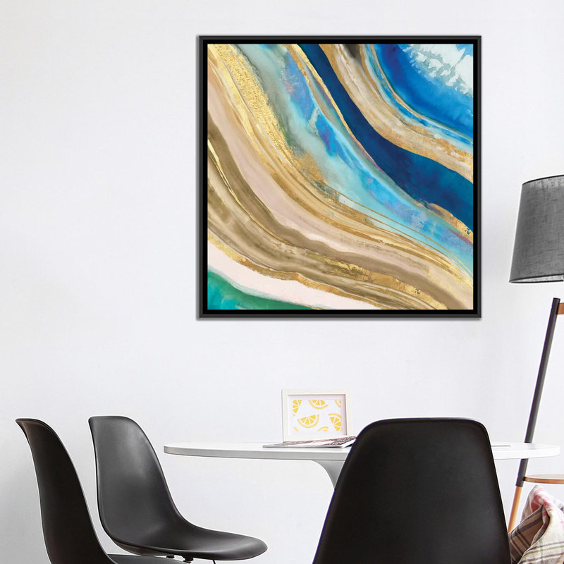 «Agate II», reproduction sur toile, H 18 po x l 18 po x P 1,5 po, Pas de tapis, Toile avec cadre noir