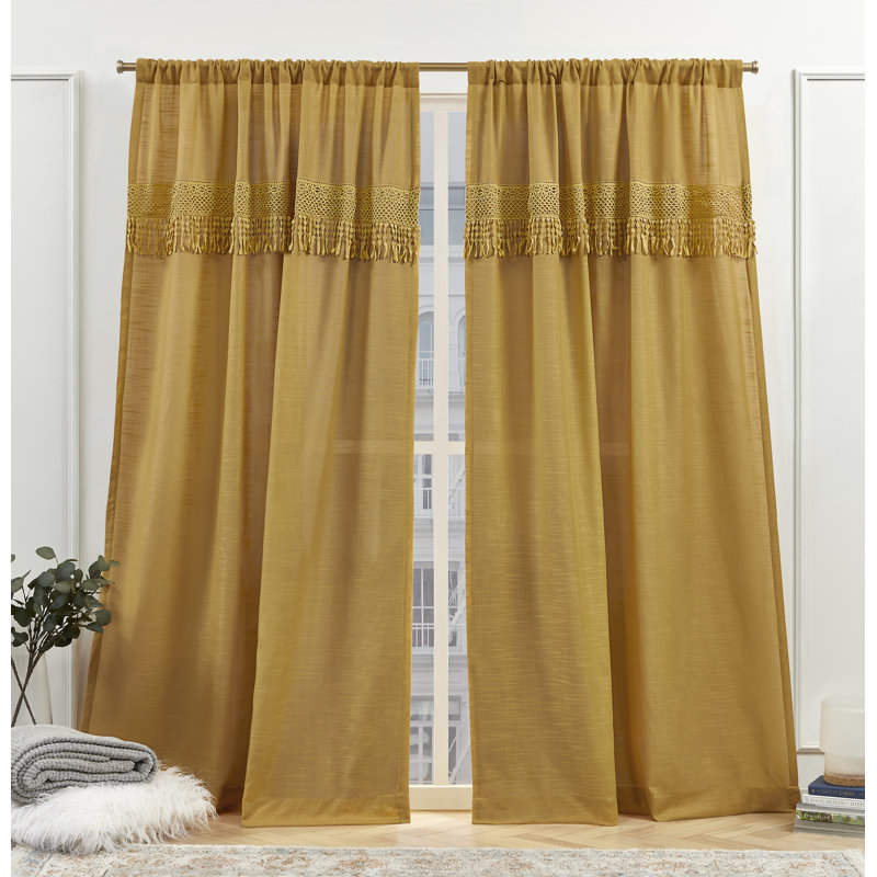 Nicole Miller New York Dunbar Light Filtering Rod Pocket Curtain Panels, 50" W x 84" L, Honey Gold
