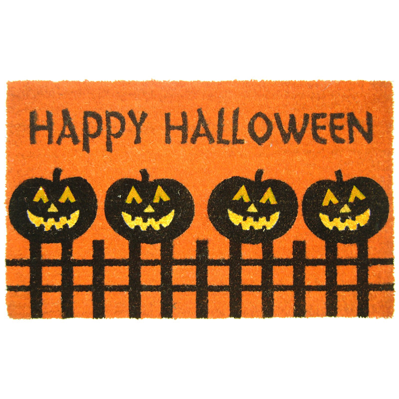 Clôture halloween citrouille 30 po x 18 po tapis de porte extérieur antidérapant Brie