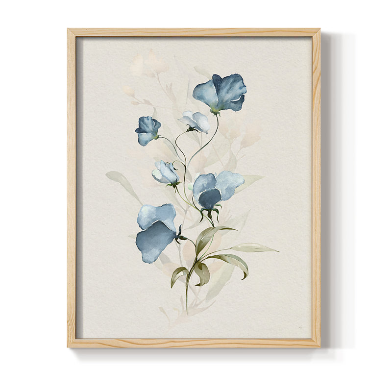 Sweet Pea I Framed Print - Solid Wood, Natural, 30" H x 24" W