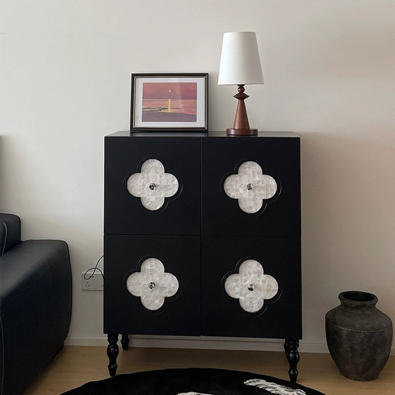 Console rectangulaire en bois massif noir