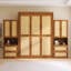 Armoire à lit escamotable en bois massif et rotin avec 2 tablettes latérales-1094482131-1094482133