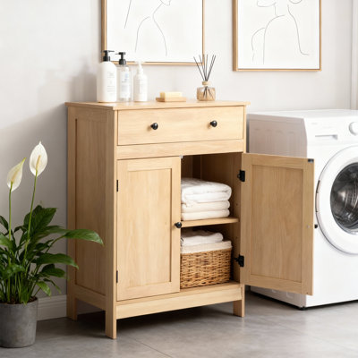 Armoire de rangement en chêne avec 2 portes et 1 tiroir