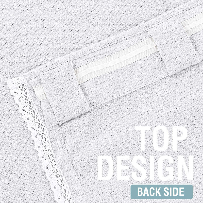 Rideaux en jacquard à 2 panneaux Boho, Blanc (bordure avec garnitures), l 52 po x L 96 po
