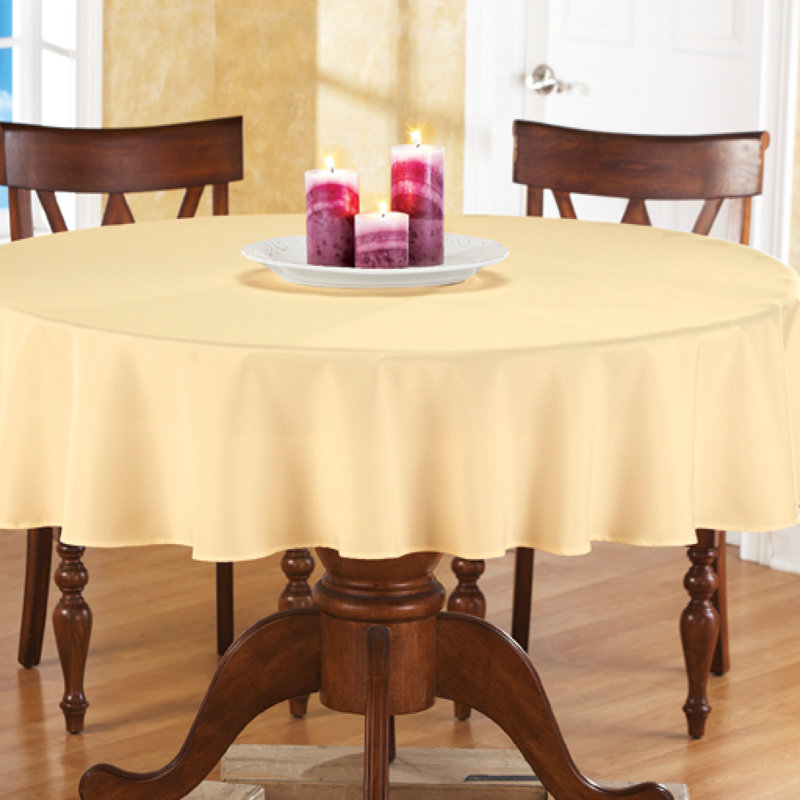 Yellow 70" Round Polyester Tablecloth