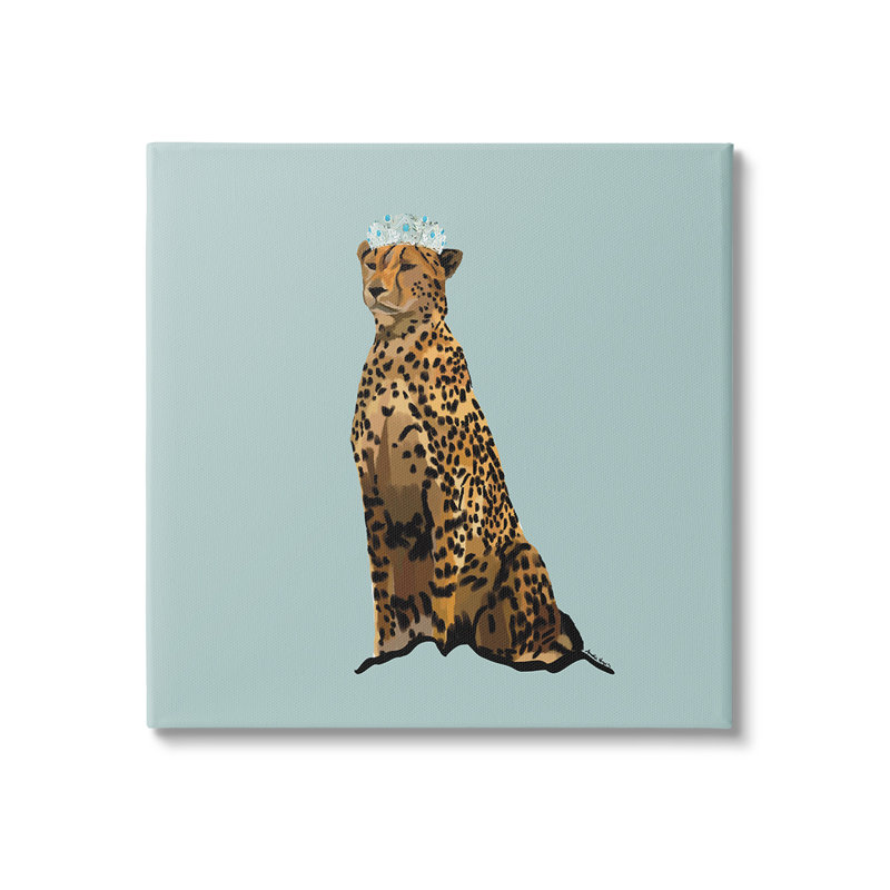«Regal Leopard with Crown», art mural sur toile par Amelia Noyes, H 17 po x l 17 po