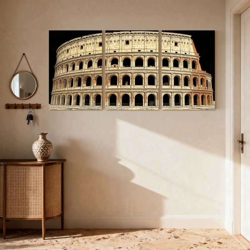 Scénario et paysages urbains Colisée Rome, architecture antique, ensemble de 3 reproductions d'art sur toile