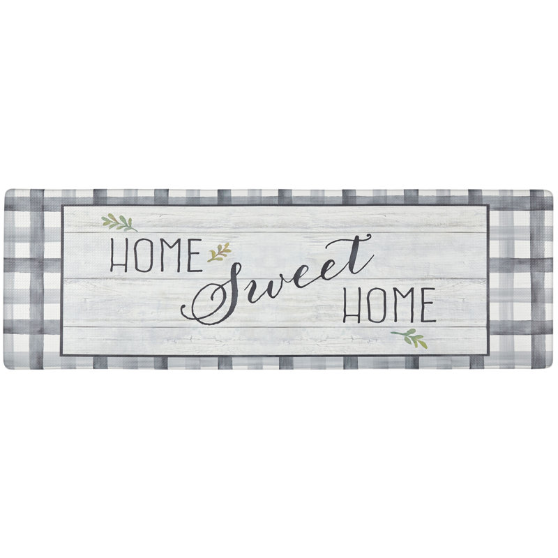 Gingham Water Resistant Anti-Fatigue Non-Skid Kitchen Mat, Runner 1'5.5" x 4'7"