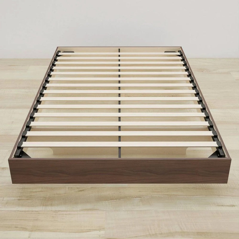 Lit flottant en bois (érable naturel) - Double, Complète, Noyer