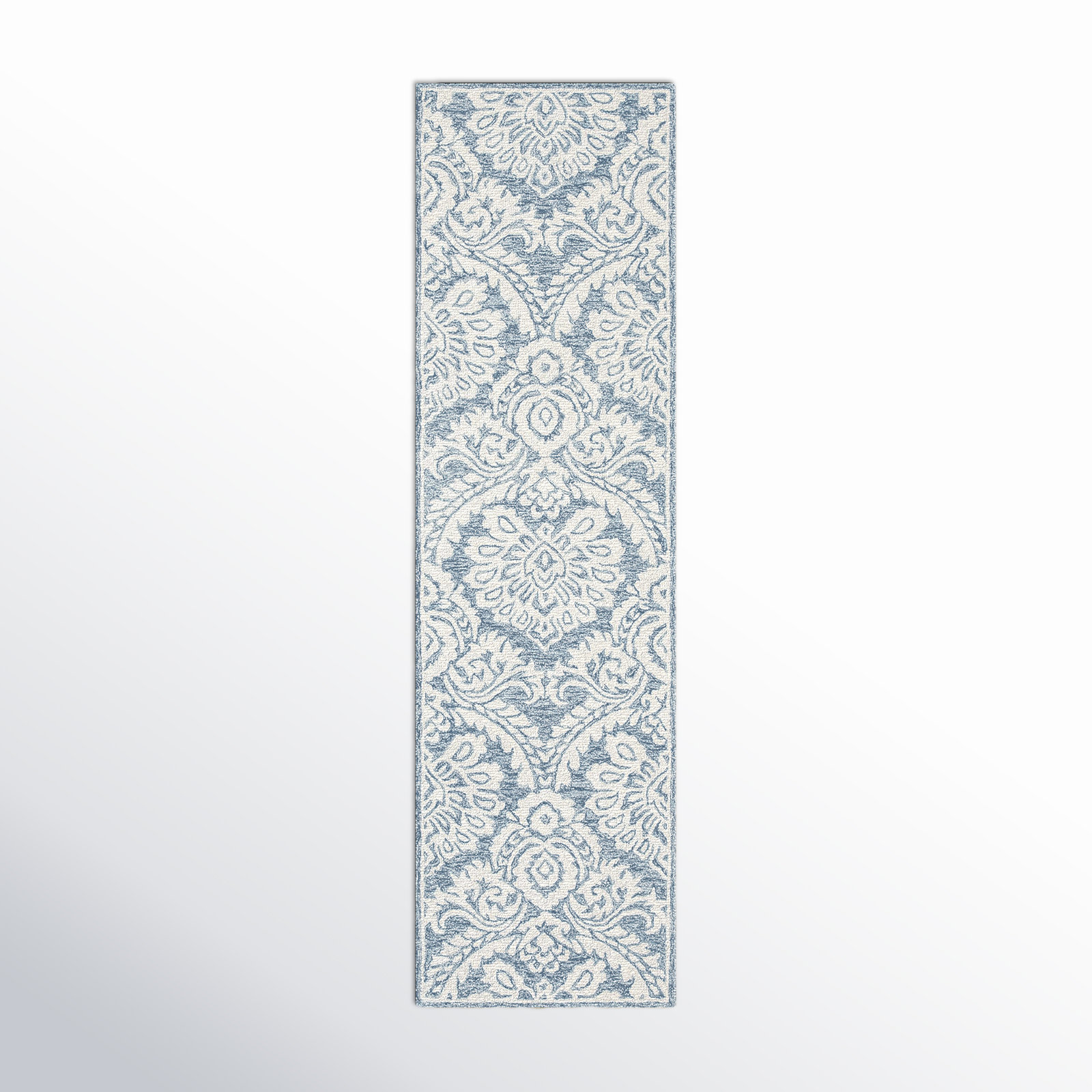 Tansy Blue Ivory Hand-Tufted Wool Rug, Runner 2'3" x 10'