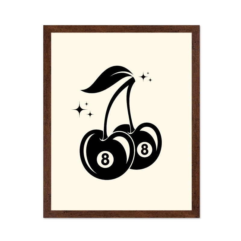 Simple cerise à 8 boules, Poster, 12"H x 16"W, Brown Framed