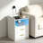 White Nightstand with Wireless Charging and LED Lights, Night Stand with 2 Drawers & Open Storage Shelf