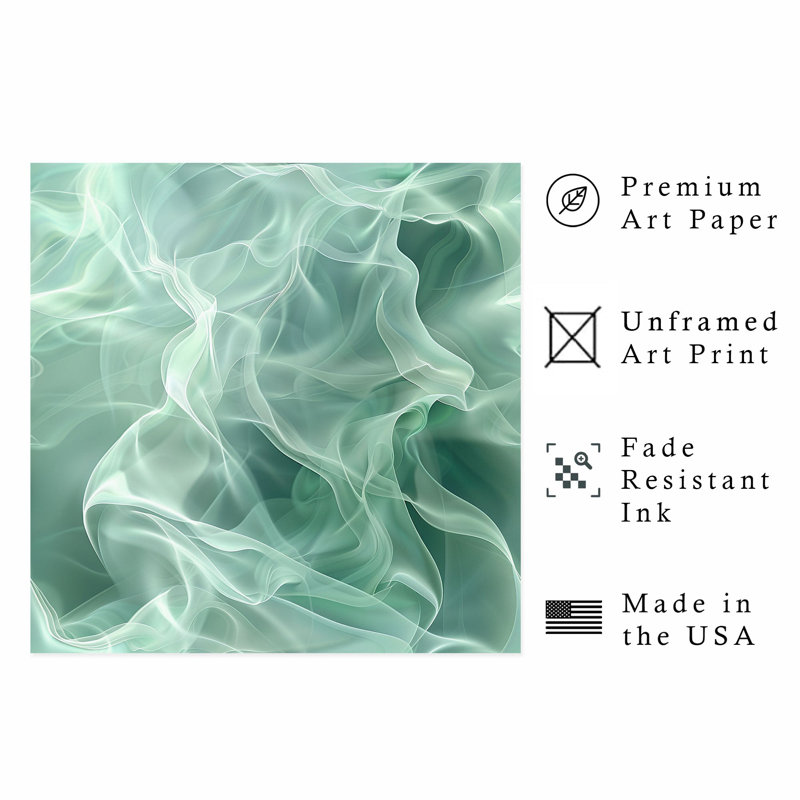 «Abstract Green Myst II», reproduction d'art moderne sans cadre, H 14 po x l 14 po