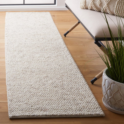Tapis beige / ivoire à motif géométrique fabriqué à la main Almus