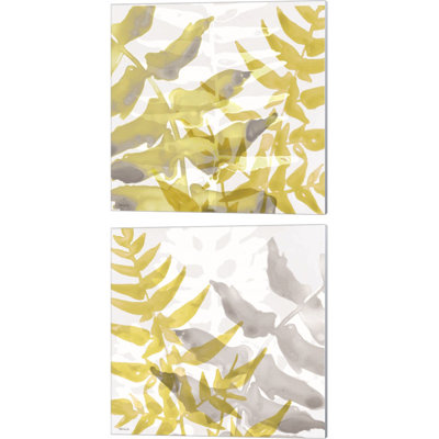 «Yellow-Grey Leaves» par Stellar Design Studio, art sur toile (ensemble de 2)