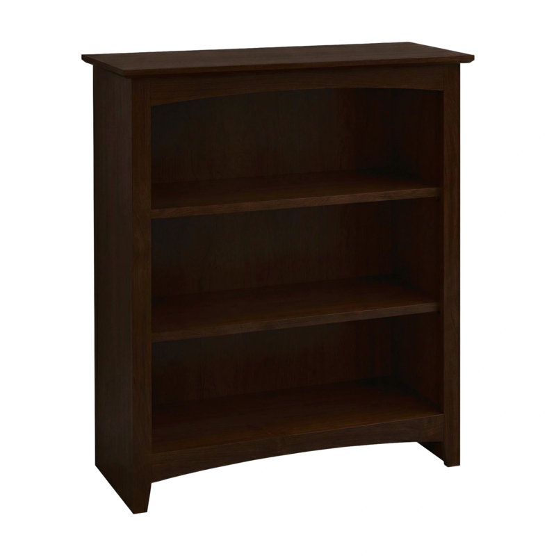 Malani 36" H Solid Wood Classic Bookcase, Coffee, (3 Shelves) 36"H x 31.75"W x 12.875"D