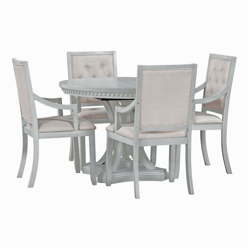 Ensemble de salle à manger 5 pièces, table ronde extensible et 4 chaises pour la salle à manger