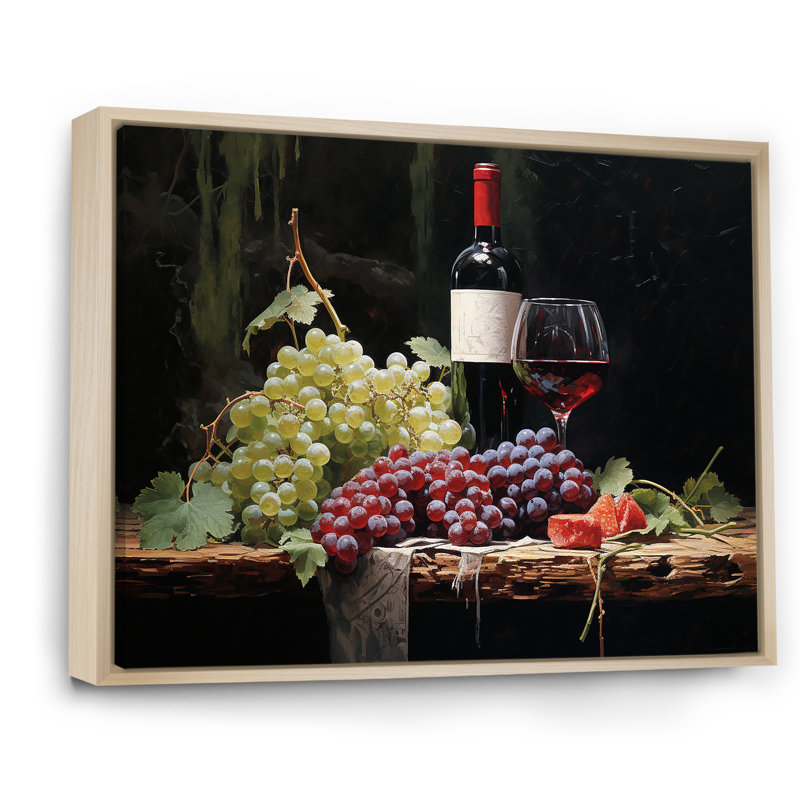 Cabernets Calm II sur toile, Cadre naturel flottant, H 24 po x l 32 po x P 1 po