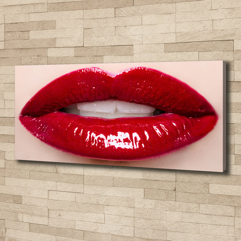 Red Lips - Print, 50cm H x 125cm W x 2cm D, Canvas