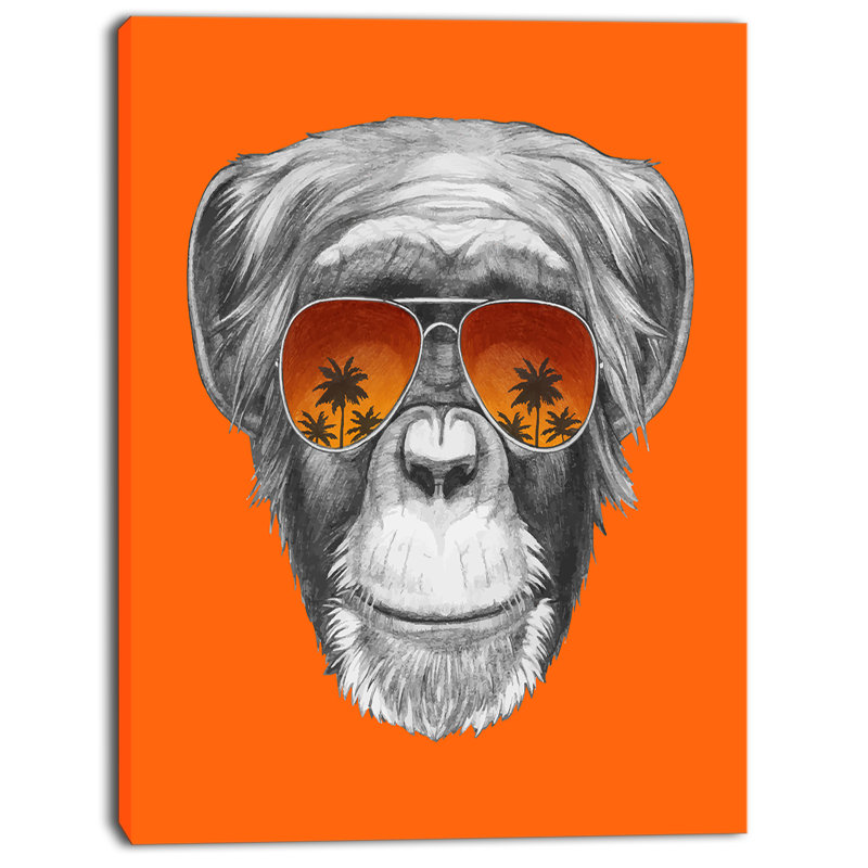 Alfaro singe avec miroir - Impression sur toile, H 40 po x l 30 po x P 1 po, Toile tendue