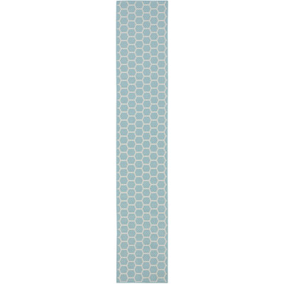 Kyee Geometric Reversible Indoor / Outdoor Area Rug in Aqua