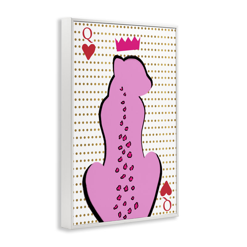 «Queen of Hearts Leopard», estampe numérique par Ann Quach, Estampe numérique encadrée blanc bord de mer, H 18 po x l 12 po