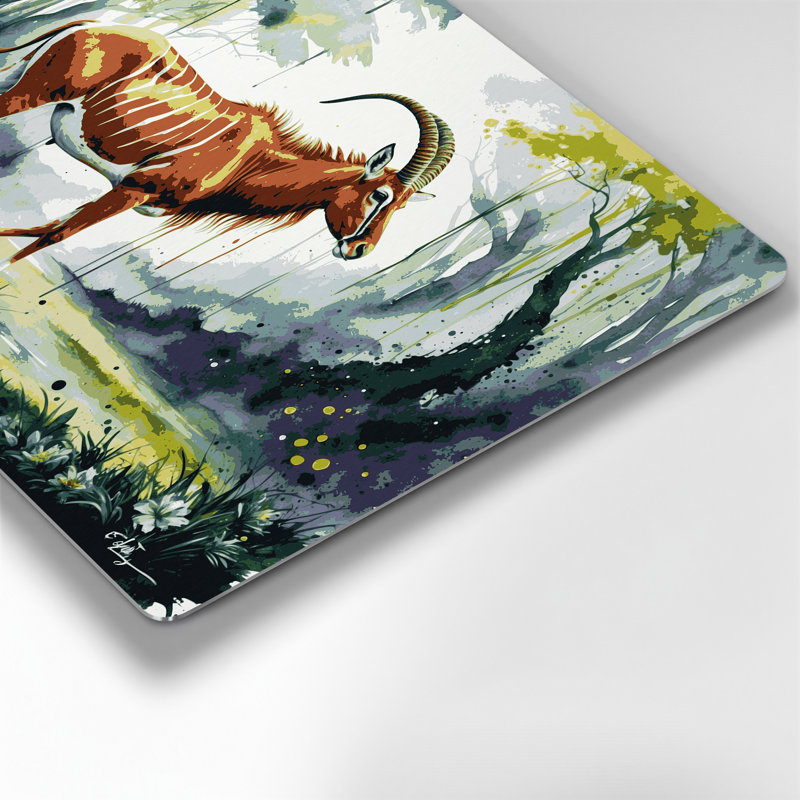 Faune bongo, art mural en métal beige, H 11 po x l 14 po