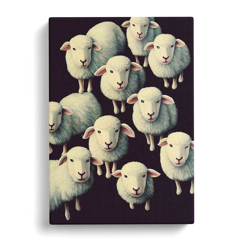 XC1022-1748X Curious Sheep - Wrapped Canvas Print, 60cm H x 40cm W x 3cm D