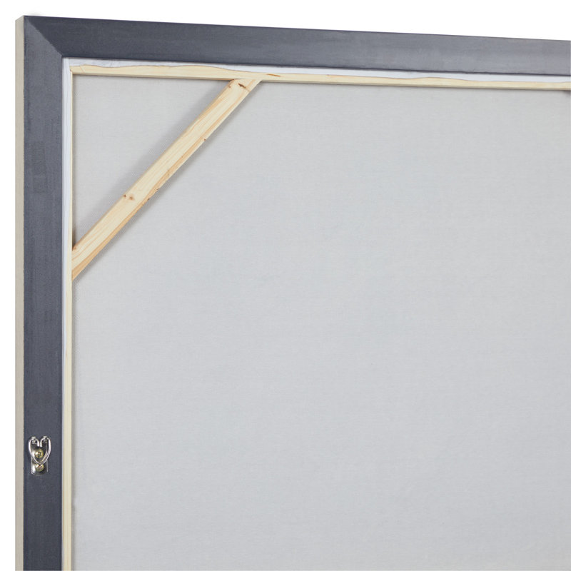 Rectangle d'angle abstrait, art mural - peinture sur toile encadrée, Gris / or, H 40 po x l 30 po