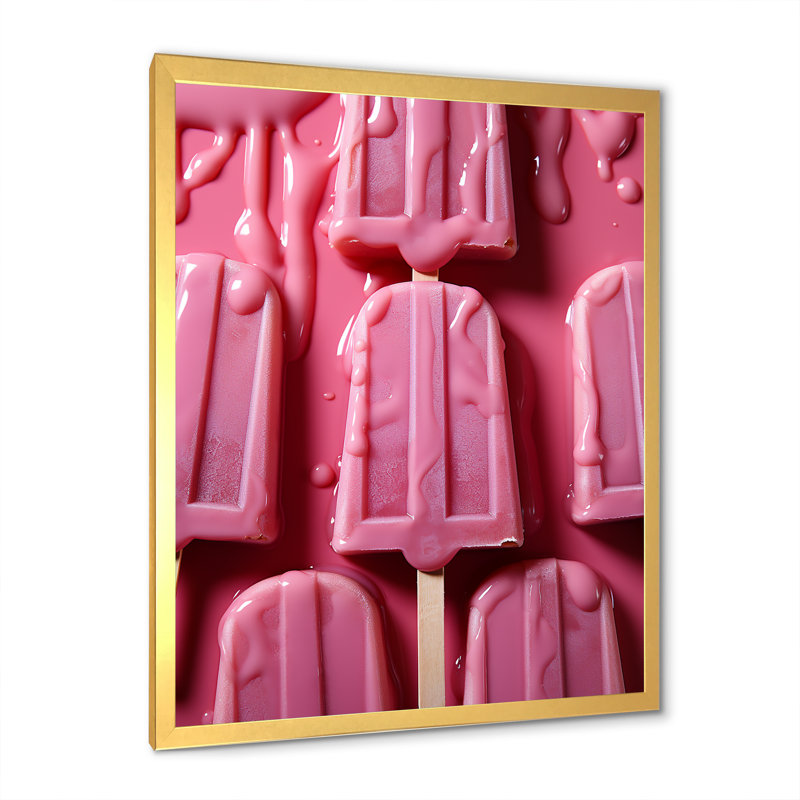 Popart rose - Popart, reproduction d'art sur toile_105825, Encadrement doré, H 32 po x l 16 po x P 1 po