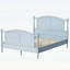 Cadre de lit plateforme traditionnel en bois de style campagnard avec tête de lit et pied de lit arqués, bleu clair