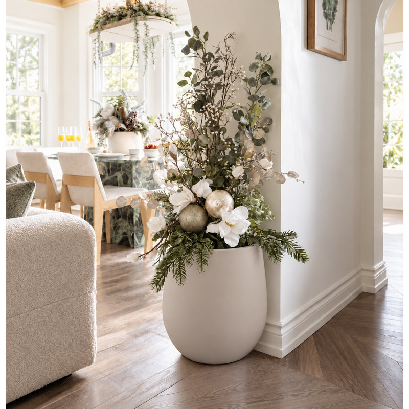 16.5 Inch Kute Nest Corso Fiberstone Planter - Ethereal Mood 16.5"H (Opening 11.5"), 16.5" H x 15" W x 15" D, Taupe