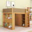 Lit mezzanine avec barrières de sécurité rembourrées en similicuir, armoire, éclairage DEL et tablettes ouvertes-740927784-740927787