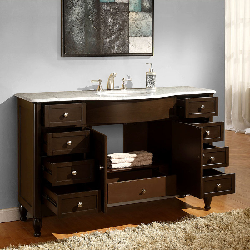 Davian 58'' Single Bathroom Vanity with Top, White