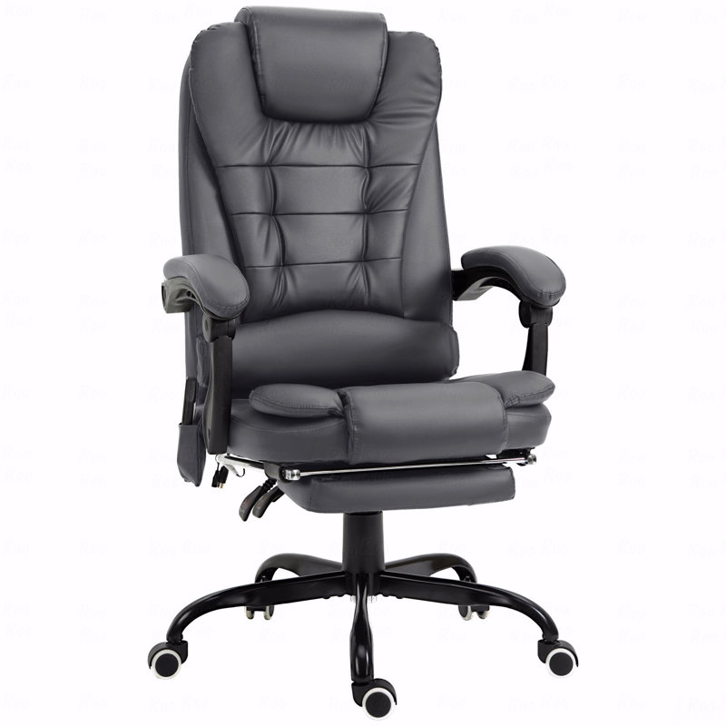 Fauteuil de bureau vibrant à 7 points avec fonction de massage et dossier inclinable, Gris