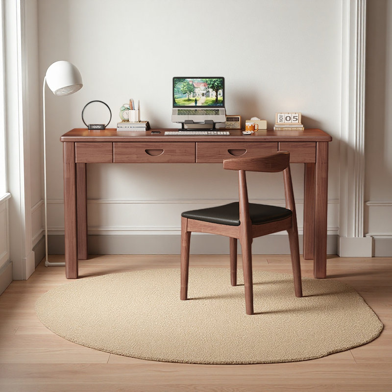Walnut solid rubberwood storage desk, 29.52" H x 47.24" W x 15.74" D