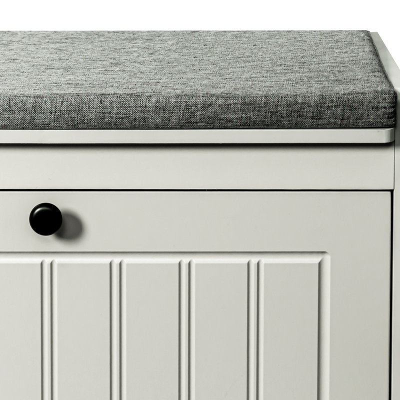  Shoe Storage Bench, Modern Wooden Shoe Cabinet With Flip Drawer And Adjustable Shelf,Pebble Grey, Pebble Gray