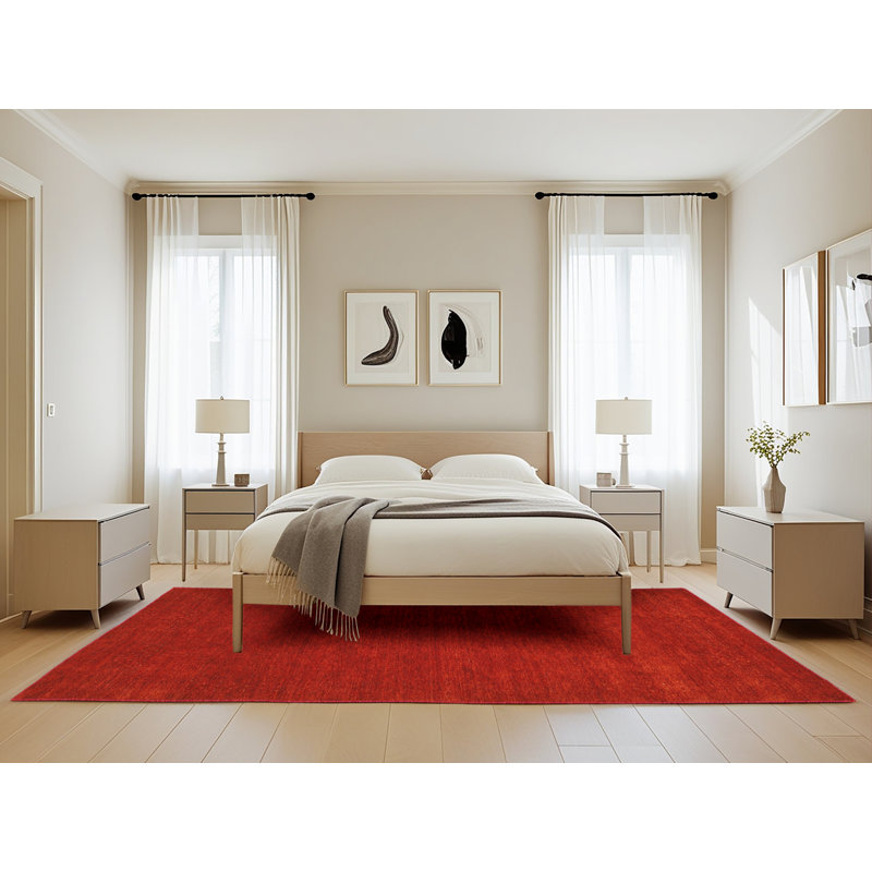 Tapis de zone rouge contemporaine, Rectangle 5 pi 0 po x 8 pi 0 po