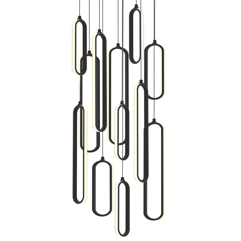Luminaire suspendu rond à DEL Jevone - l 18 po - finition noire - 174 W - 5 CCT, Noir, Noir