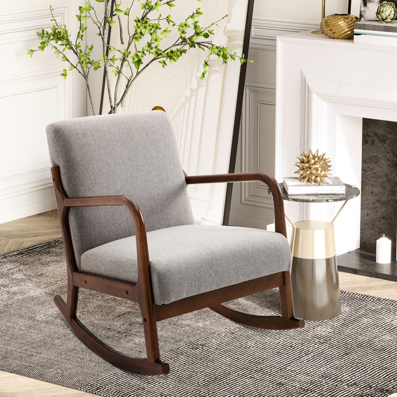Chaise berçante en lin gris
