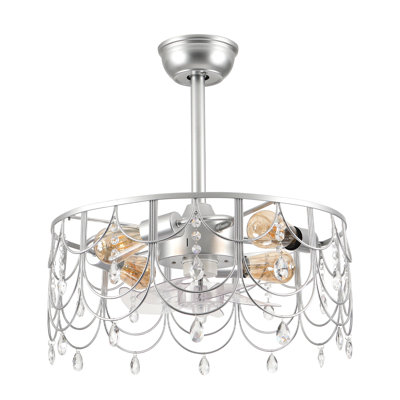 Matisha 21" Luxury Crystal Caged Ceiling Fan with Light Kit and Remote