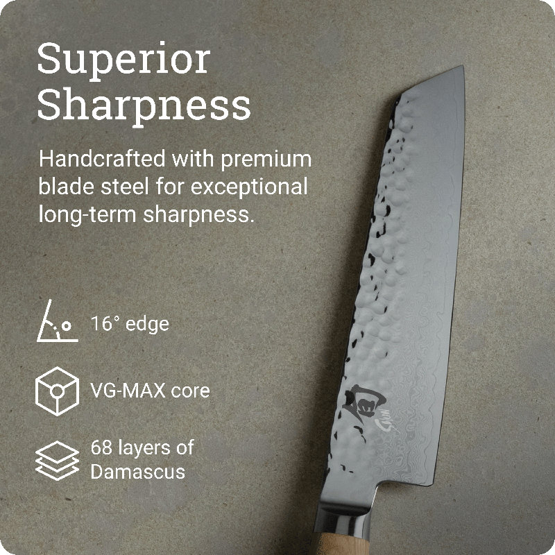 Shun Premier Blonde 6.5" Master Utility Knife, Handcrafted Japanese Knife, VG-MAX Core with Damascus Stainless Steel Cladding, Pakkawood Handle, Precision and Sharpness for Professional and Home Chefs