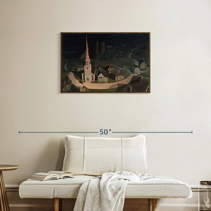 Tour de minuit de Paul Revere, 46 po x 31 po, Cadre flottant noyer
